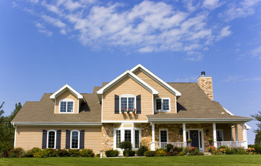 Luxurious mansion with blue sky