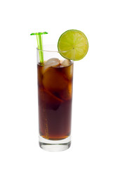 ice cold cola drink with fresh lime