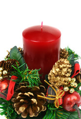 Christmas candle ornament on white background