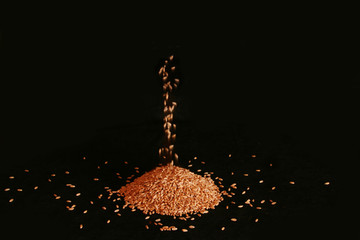Heap of wheat with falling grains