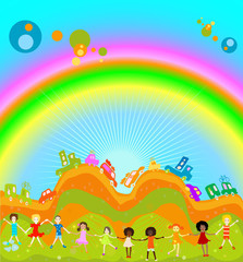 kinderen en regenboog