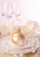 Festive table setting for Christmas