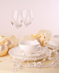 Festive table setting for Christmas