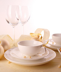 Festive table setting for Christmas