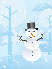 Snowman in a winter landscape