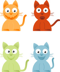 4 cats in color