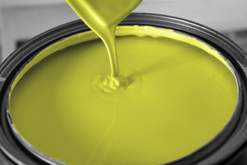 bucket of yellow paint