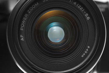 Front view closeup of camera lens