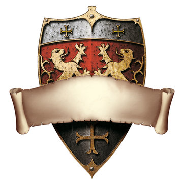 Schild Wappen Löwenherz mit Banderole