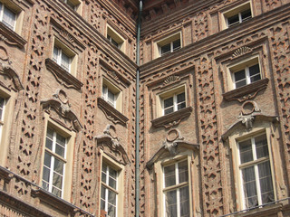 Obraz premium Particolare mura esterne palazzo Carignano Torino