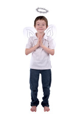Young boy in an angel costume