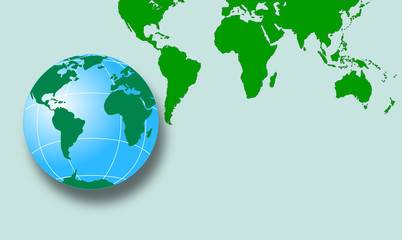 Fototapeta na wymiar Map of the world with globe