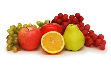 Various fruits isolated on the white background