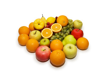 Various fruits isolated on the white background
