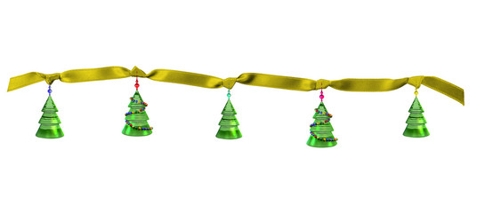 Christmas fir on the yellow ribbon