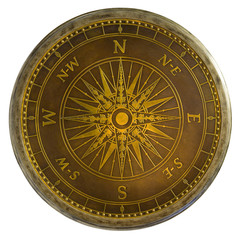 Round Antique Brass Nautical Compass Table Top