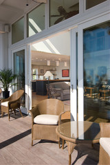 interior of upscale house open to porch