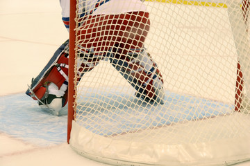 Ice hockey gatekeeper and hockey net