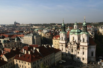 Fototapeta na wymiar Prague castle and Nikolas church