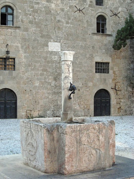 old fountain in old rhodes city