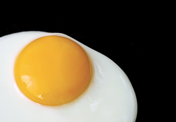 Close up view of the fried eggs on black