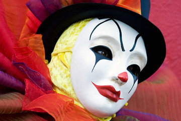 Clown in white mask - close up