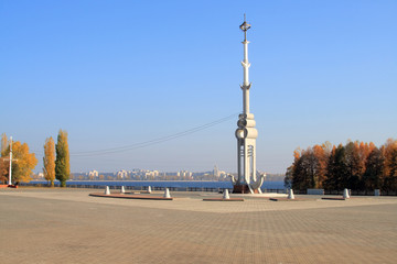 Fototapeta na wymiar Stella on the shore of Voronezh river
