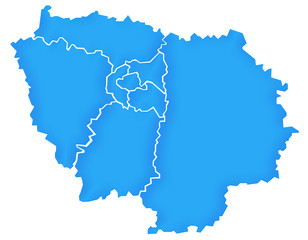 Carte Ile-de-France Bleu Satin