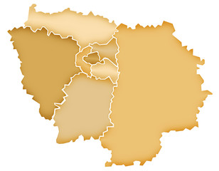 Carte Ile-de-France Camaieu Marron
