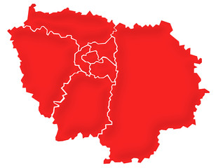 Carte Ile-de-France Rouge Satin