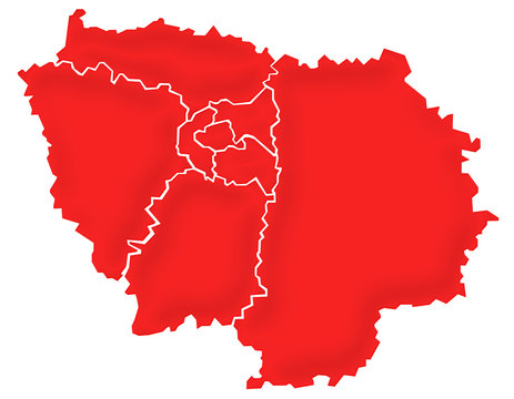 Fototapeta Carte Ile-de-France Rouge Satin