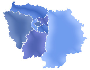 Carte Ile-de-France Camaieu Bleu 