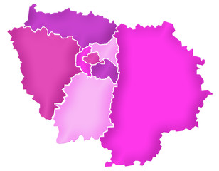 Carte Ile-de-France Camaieu Rose