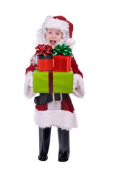 Boy in Santa Suit with gifts