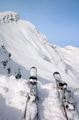 Tuinposter ski in snow © Maksym Gorpenyuk