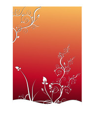 Floral background with waves and ornaments - vector