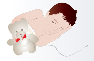 Boy sleeping on Christmas Eve