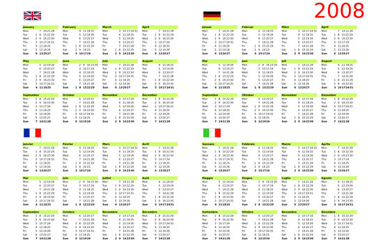 Multilingual calendar poster 2008
