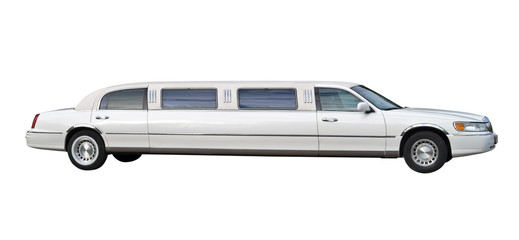 White stretched limousine for celebrities and special events - obrazy, fototapety, plakaty