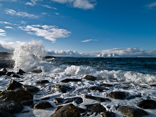Wave on winter day