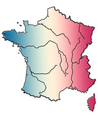 carte de France, Corse, fleuves, bleu blanc rouge