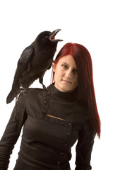 woman with black raven