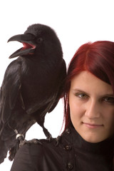 woman with black raven