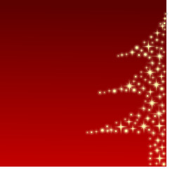 Sapin en &eacute;toiles sur fond rouge