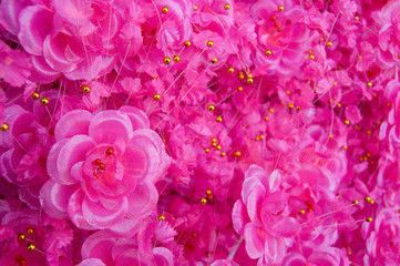 Pink silk flowers background