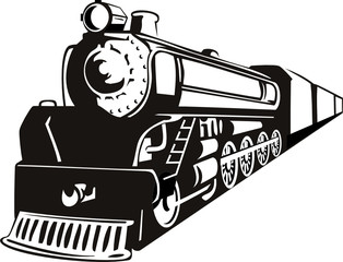 Steam locomotive stencil style - obrazy, fototapety, plakaty