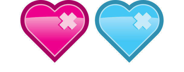 Two stylized hearts with target-marks