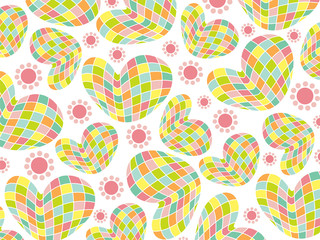 retro fun mosaic 3D pastel hearts