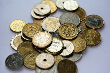 Europe coins on a table