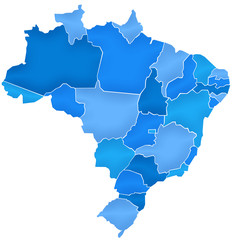 Carte Brésil Camaieu Bleu  - Brasil Map